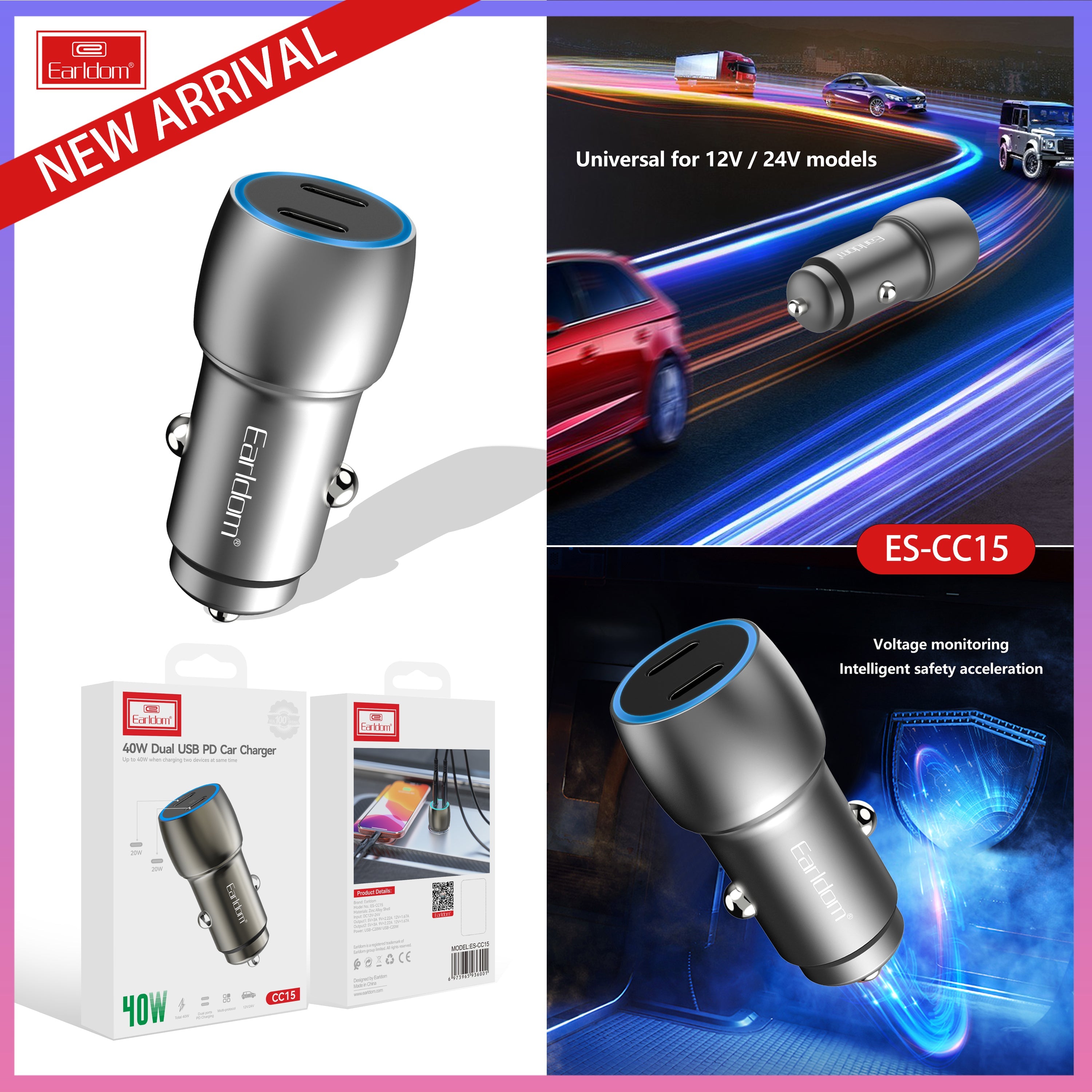 Super PD Fast Dual Car charger -40W Super PD Fast Dual Car charger -40W